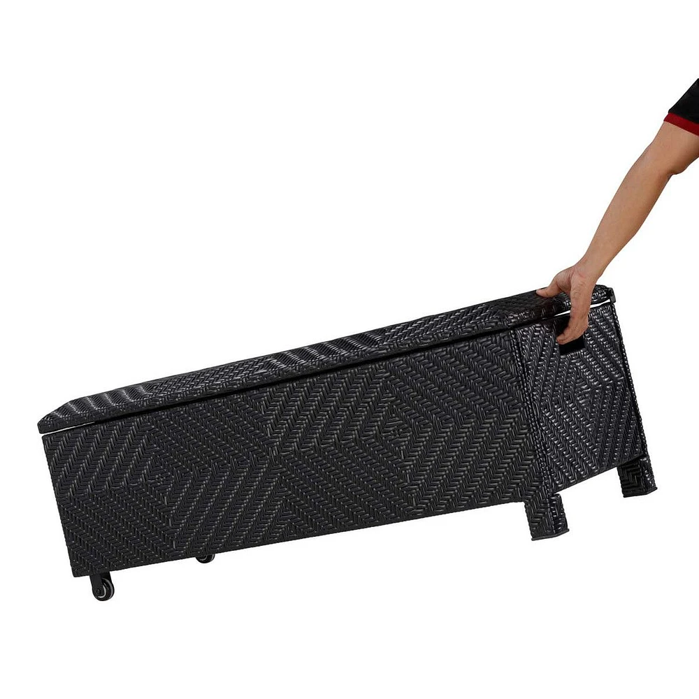 Banc de rangement pour terrasse en osier rembourré par Patioflare