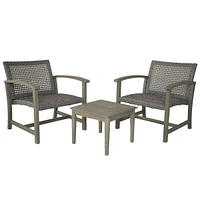 Patioflare  Acacia Wood and Wicker Oversized Bistro Set