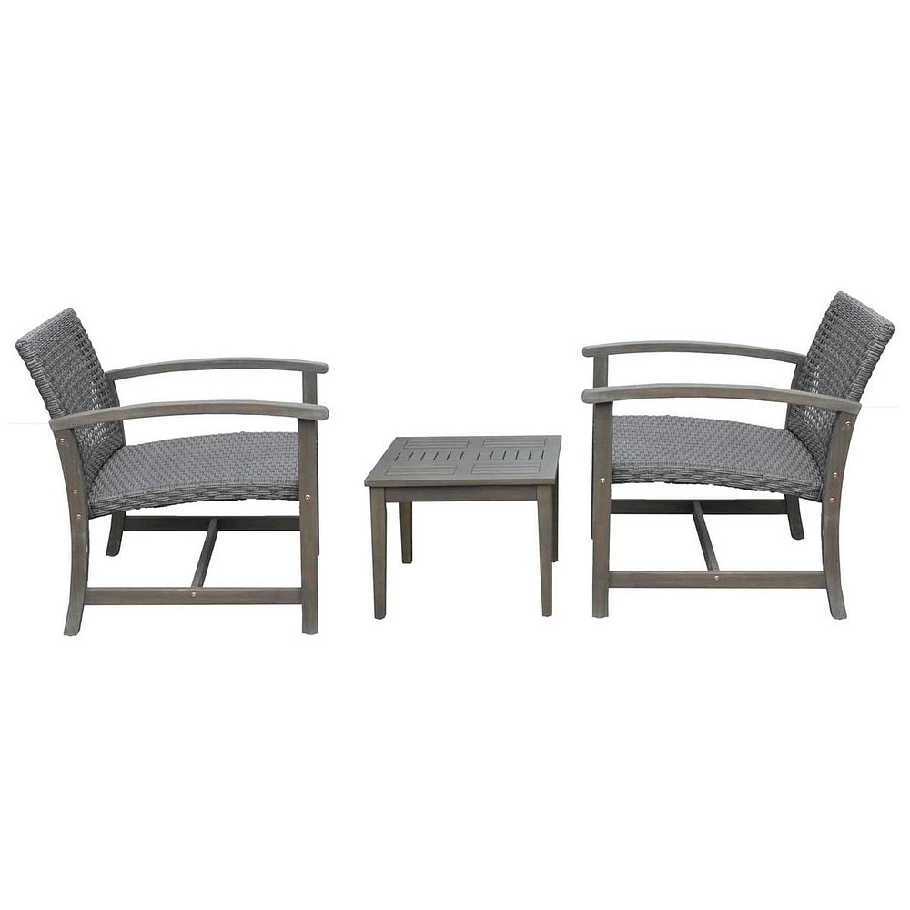 Patioflare  Acacia Wood and Wicker Oversized Bistro Set