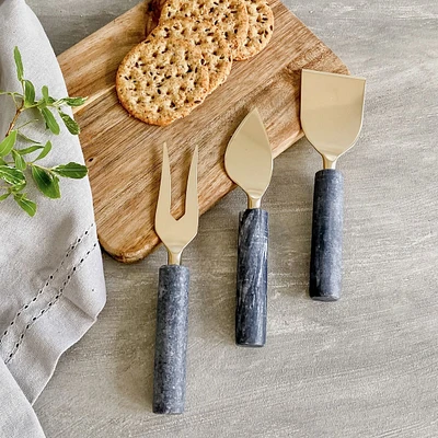 Ensemble de couteaux à fromage 3 pièces en marbre noir par Natural Living