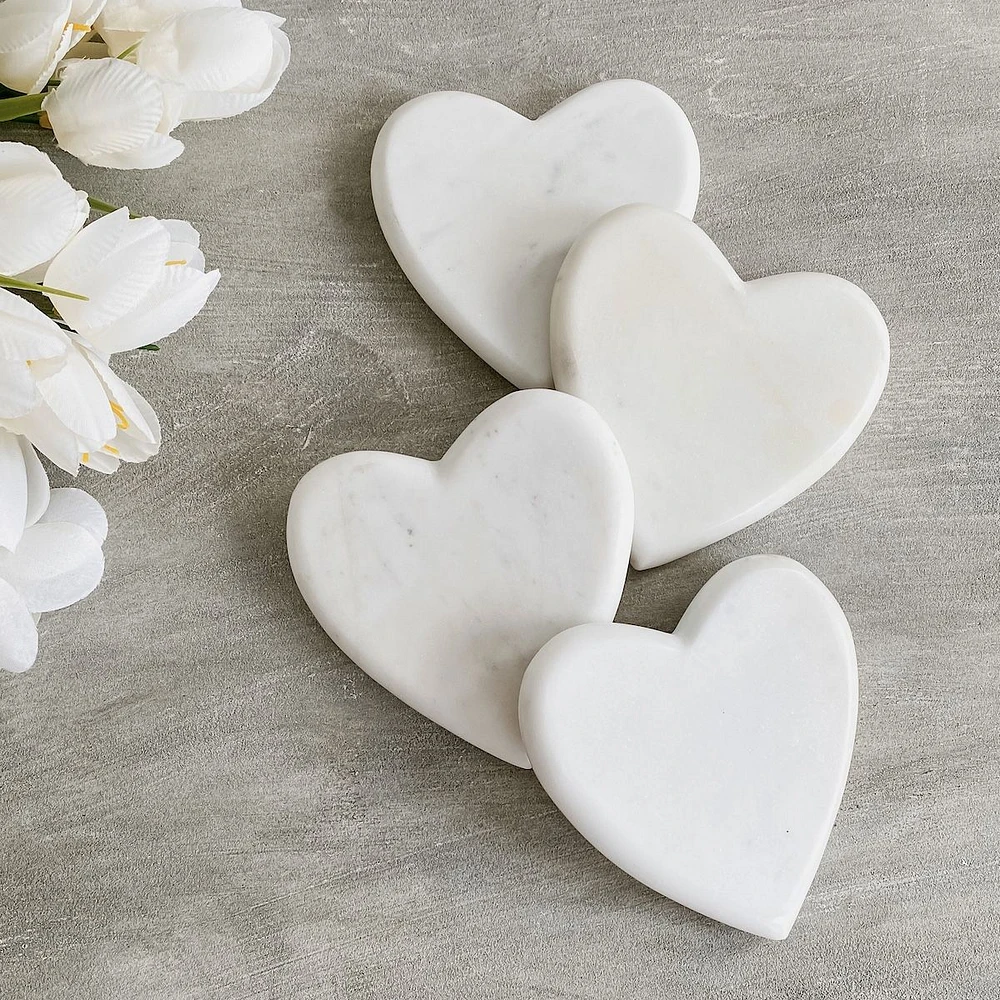 Set of 4 Marble Heart Coasters