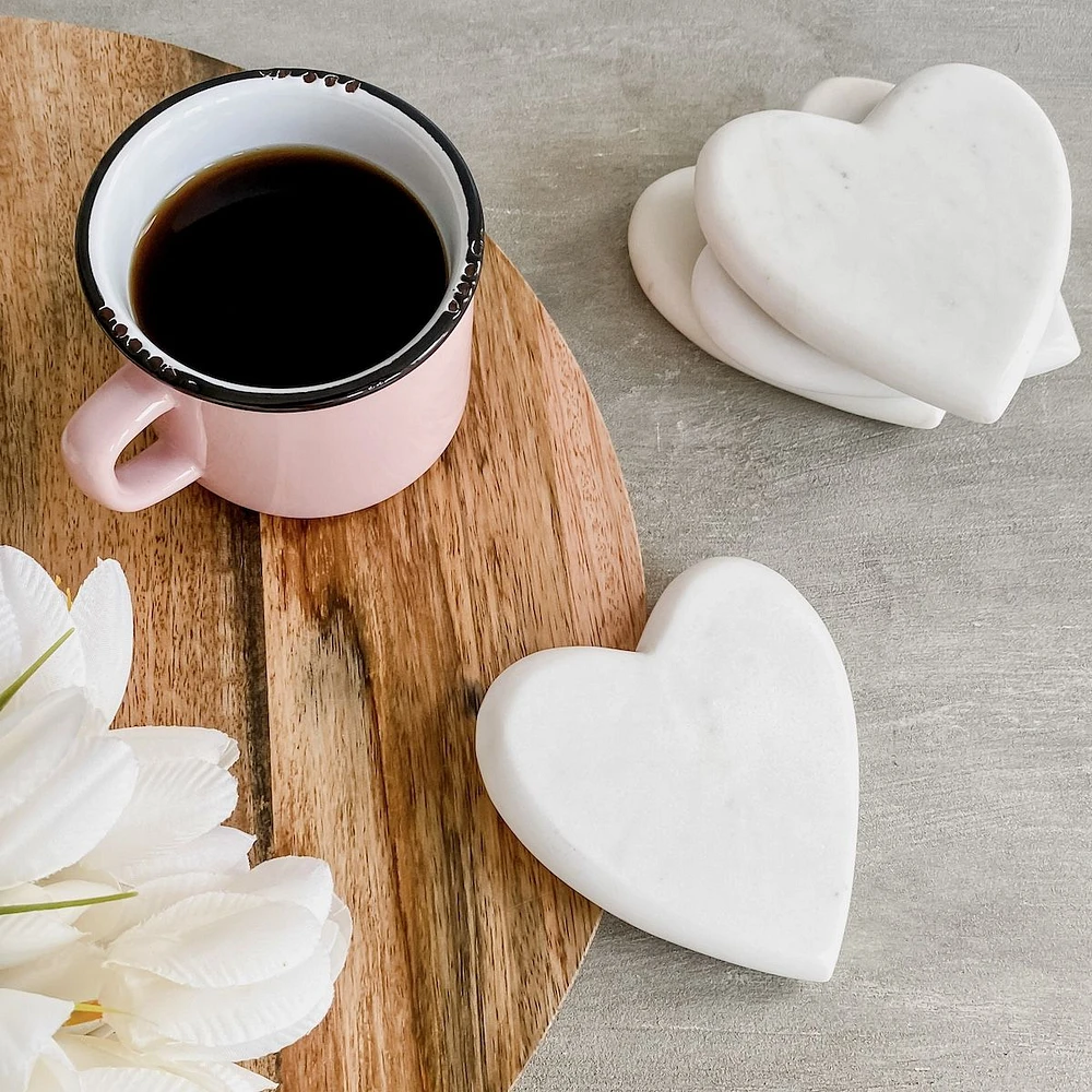 Set of 4 Marble Heart Coasters