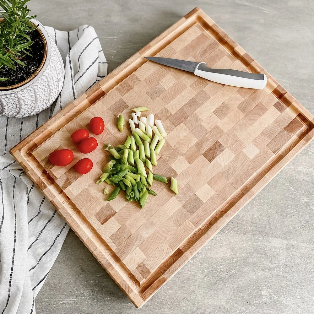 Maple Butcher Block Cutting Board with Groove by CL CUISILUXE