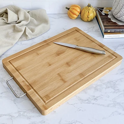 Bamboo Cutting Board with Metal Handle