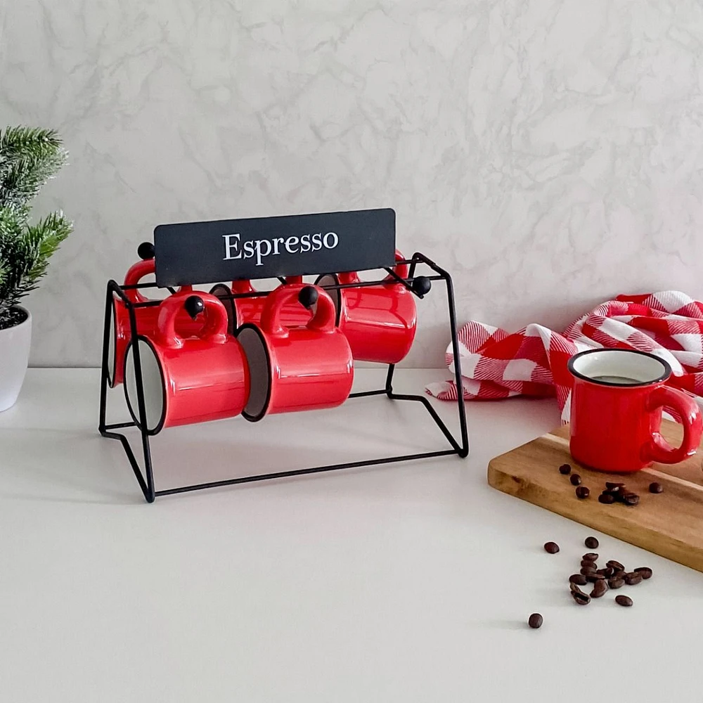 Ensemble tasses à espresso et support