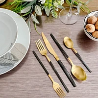 Kimono Black and Gold 20-Piece Flatware Set