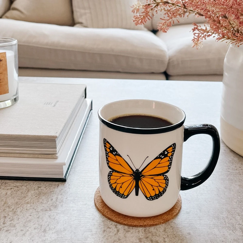 Butterfly Black-Rimmed Mug