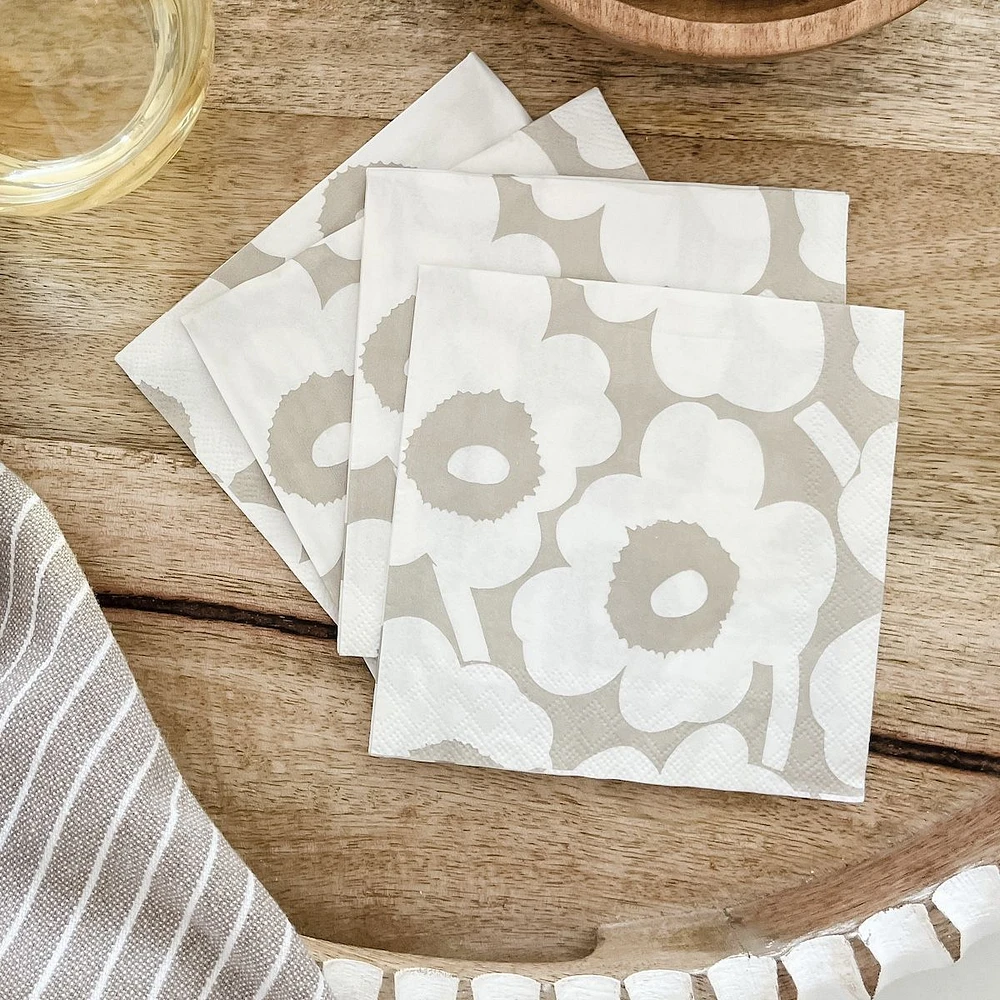 Pack of 20 Unikko Cream Cocktail Napkins