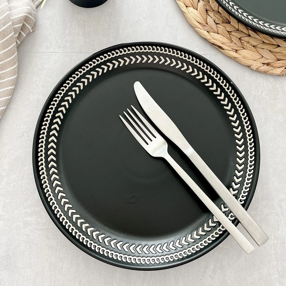 Batik Black Dinner Plate by BIA