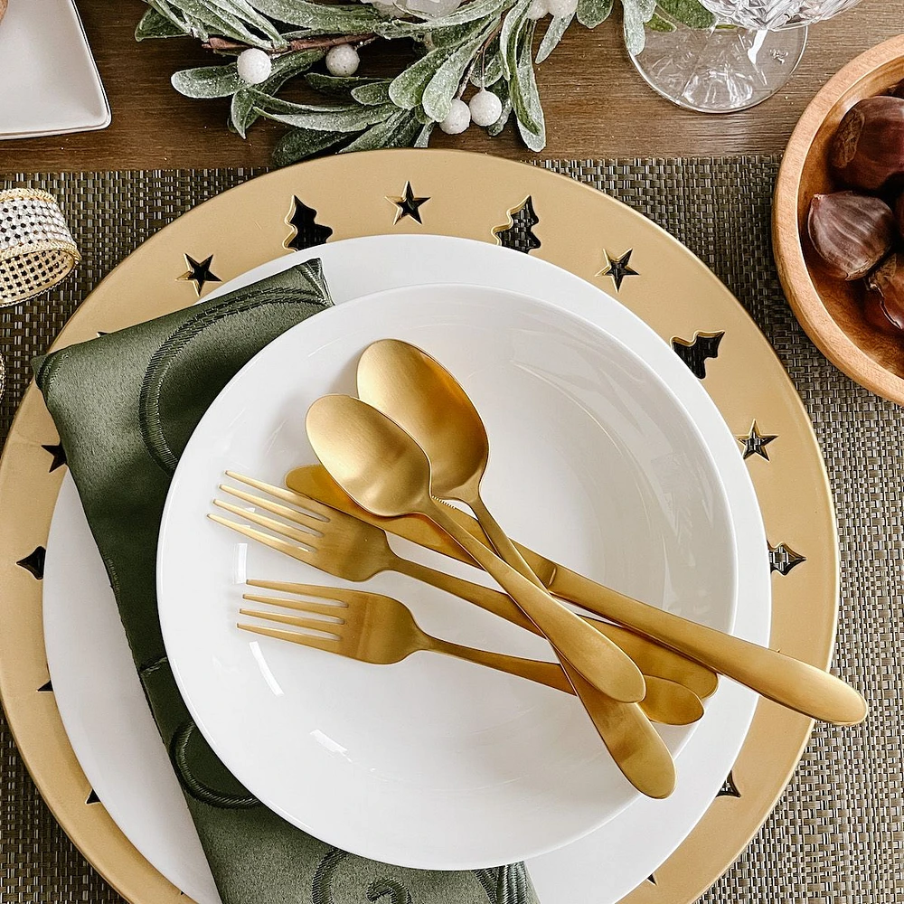 Gold-Plated 20-Piece Flatware Set by David Shaw