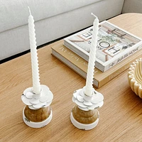 Set of 4 Twisted dinner Candles - White