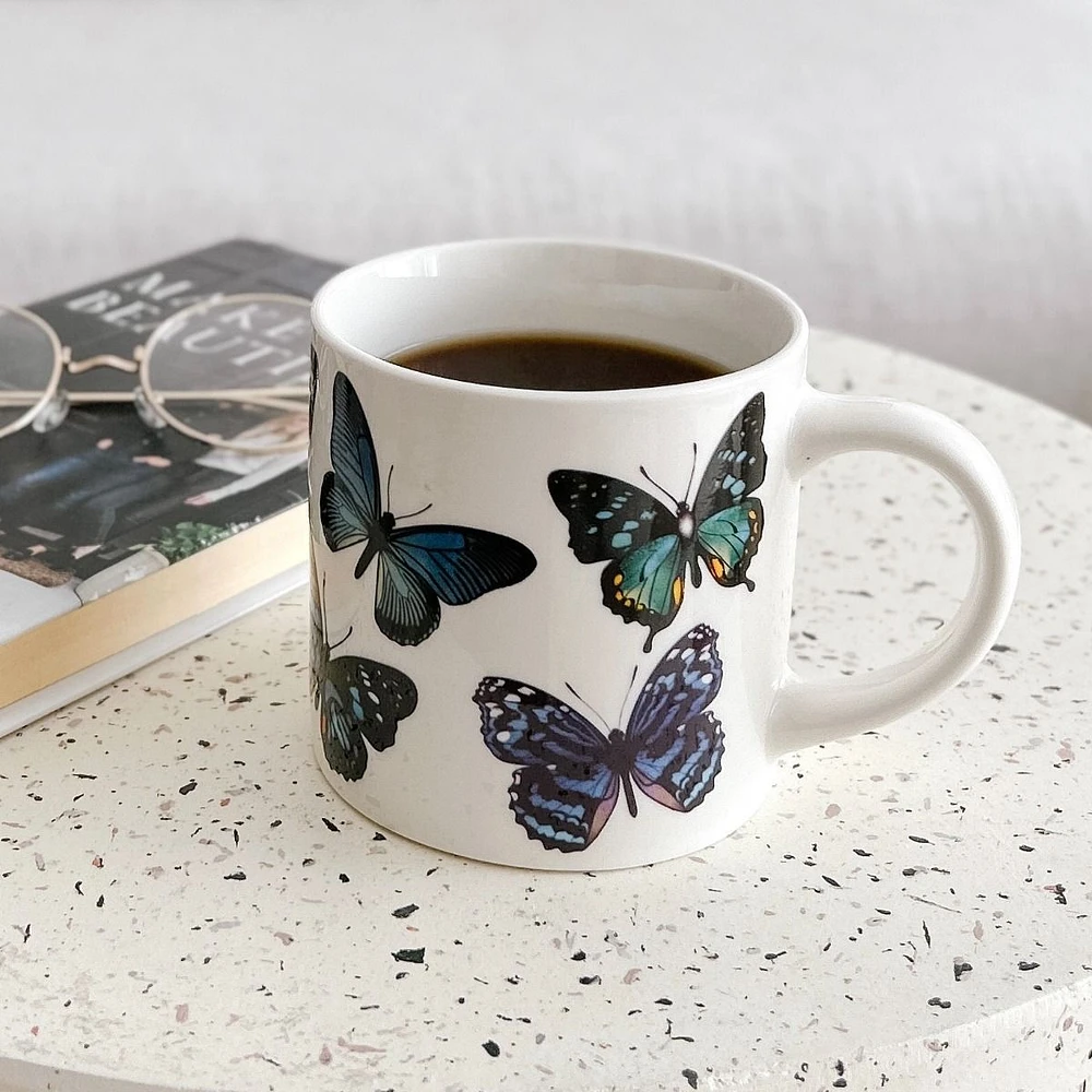 Allover Blue Butterfly Mug - 14 oz