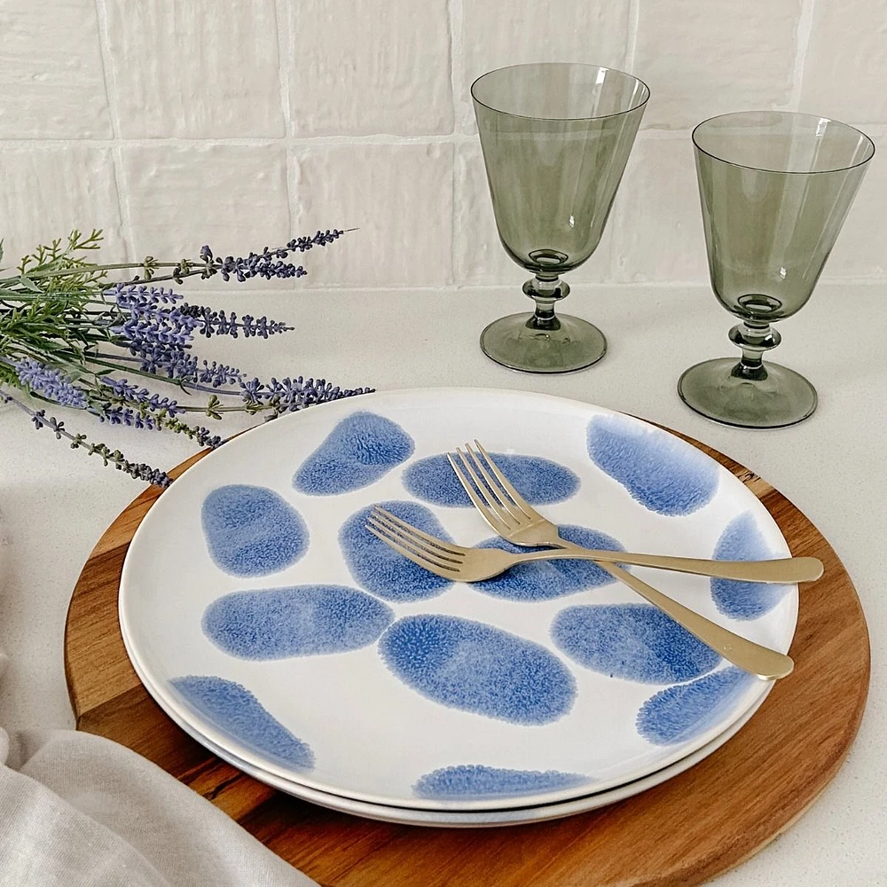 Milo Dot Stoneware Dinner Plate - Blue