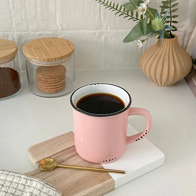 Enamel Look Pink Mug - 14 oz