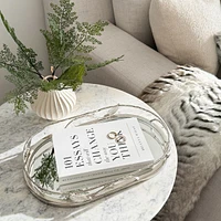 Medium Oval Mirror Tray with Leaf Border