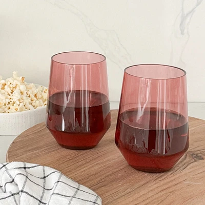 Sole Stemless Wine Glass - Pink, 19 oz