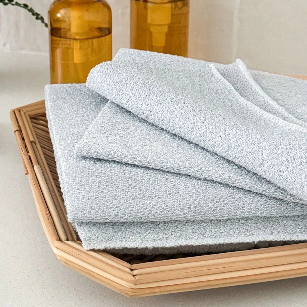 Exfoliating Bath Cloth with Rope Handles - Blue