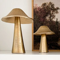 Ribbed Mushroom Decor - 6", Gold Metal