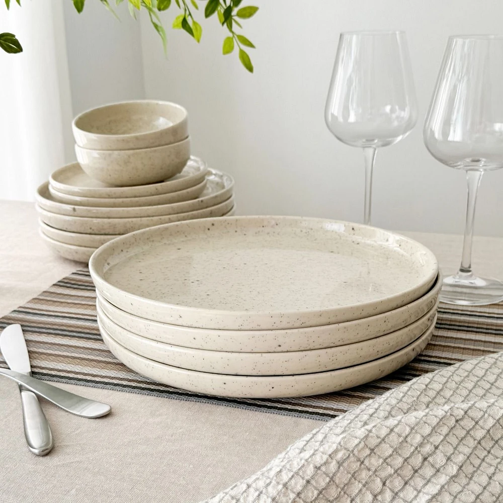 Assiette Uno Speckle par ICM - 28 cm, naturel