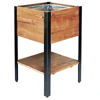 Urban Garden Tall Recycled Wood and Metal Planter with Shelf