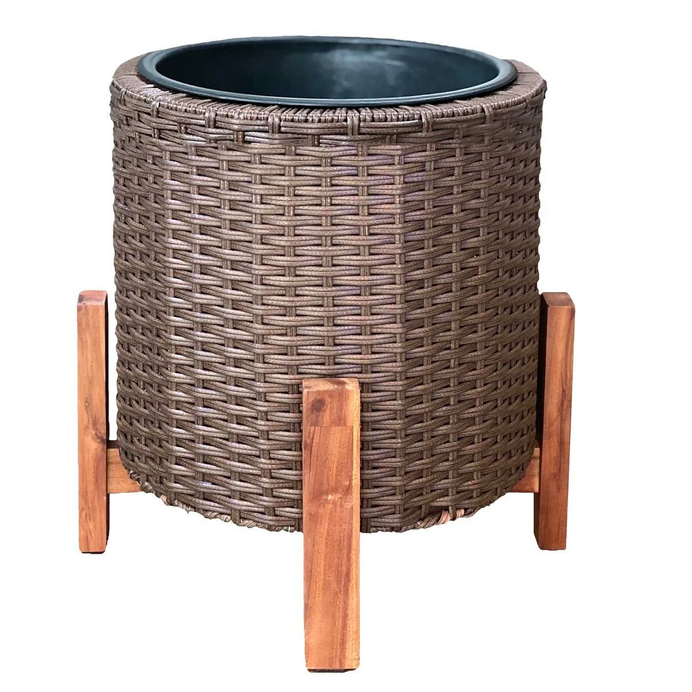 Resin Wicker Planter with Stand