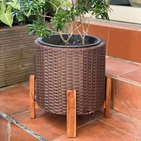 Resin Wicker Planter with Stand