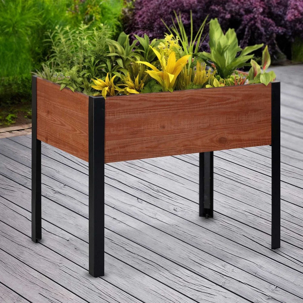 Wide Wood Raised Rectangle Planter