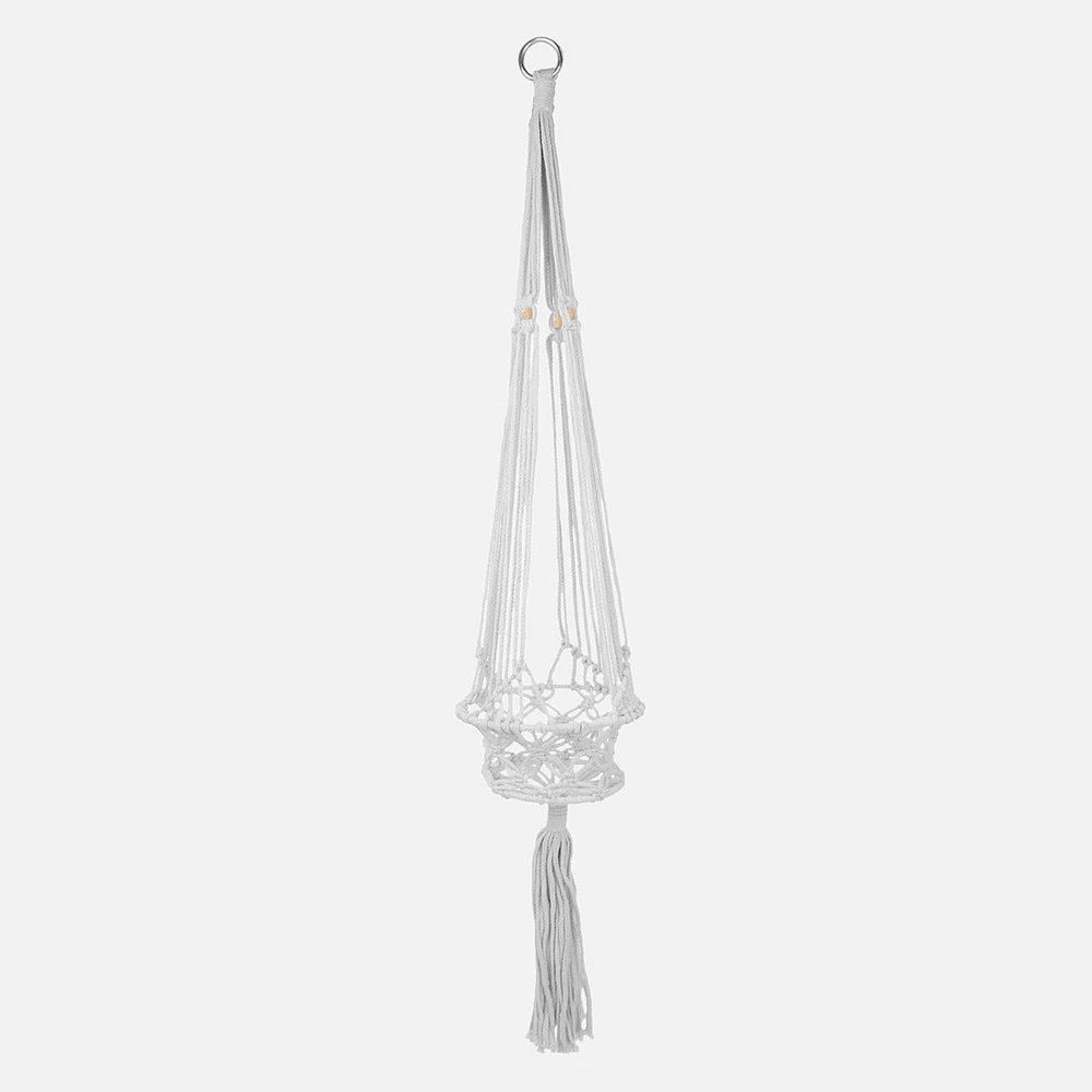 Macramé Hanging White Planter Holder