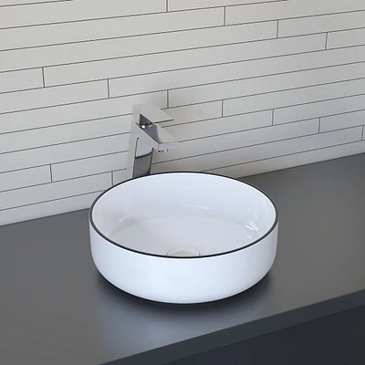 Renly lavabo rond en céramique posé