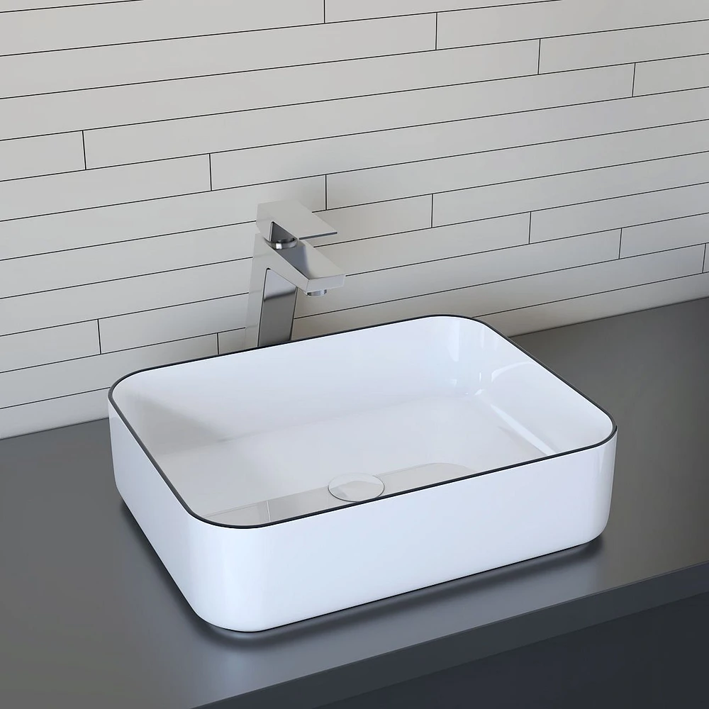 Renly lavabo rectangulaire en céramique posé