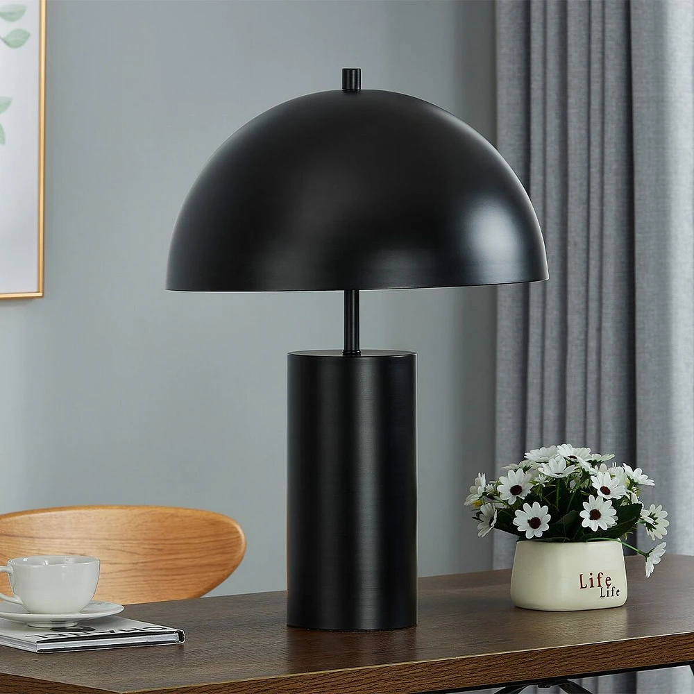 Sama Black Table lamp with Half moon Shade and Cylinder Base