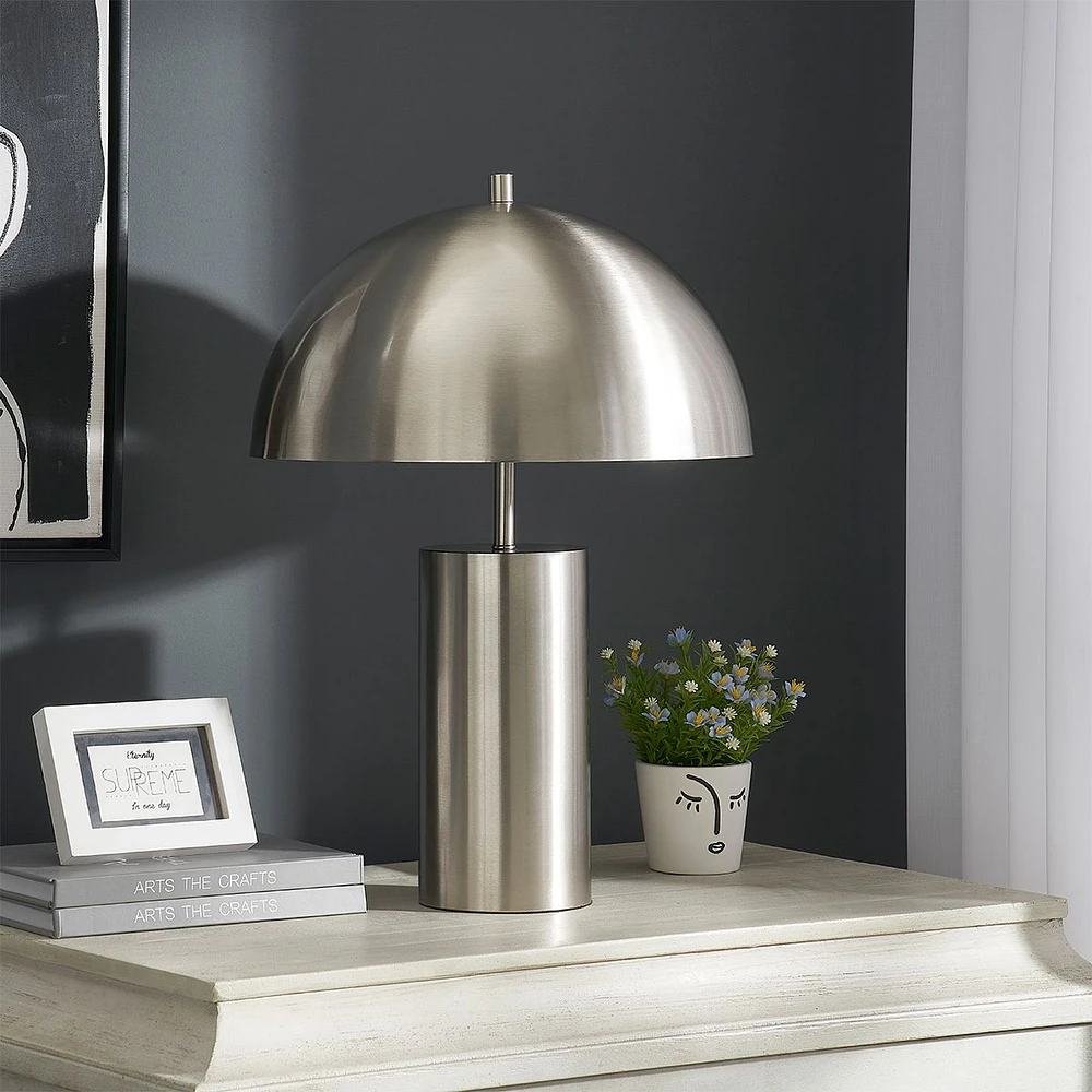 Sama Table lamp with Half moon Shade and Cylinder Base - Nickel