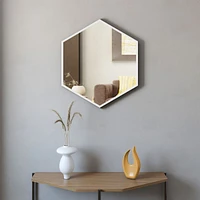 Sarti Hexagon Metal Frame Mirror 28" - White