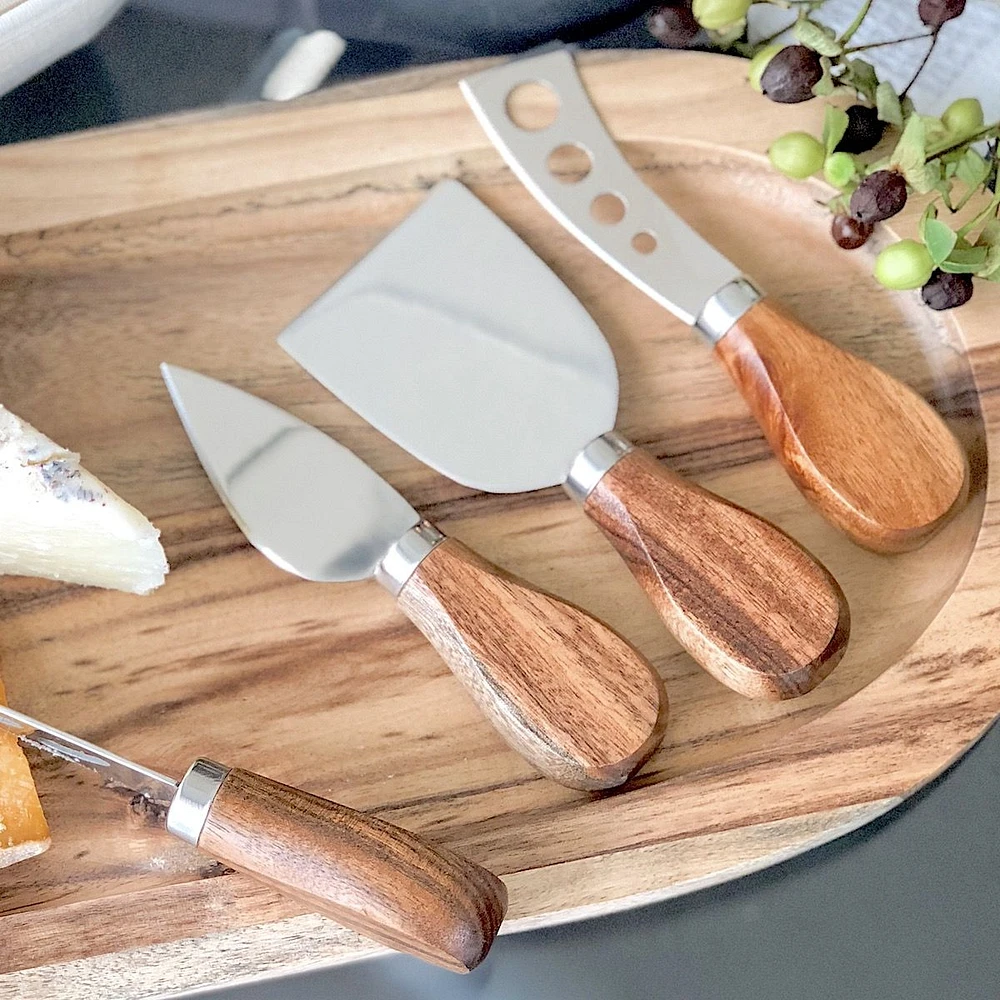 Set of 4 Acacia Cheese Knives