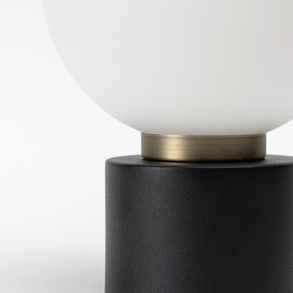 Lampe de table « Shantal » avec tête en verre rond - blanc/noir  