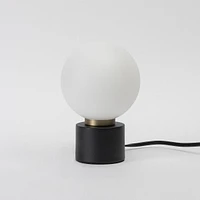 Shantal Table Lamp with Round Glass Header - white/black