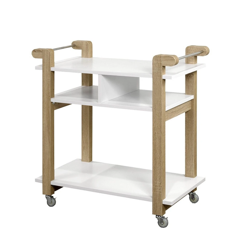 Sole Kitchen Cart - White / Oak