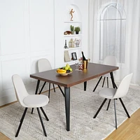 5-Piece Dining Set Brown Dining Table with Swivel Beige Dining Chairs by Maison Classique