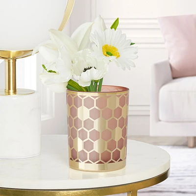 Honeycomb Gold Mirror Vase by Torre & Tagus