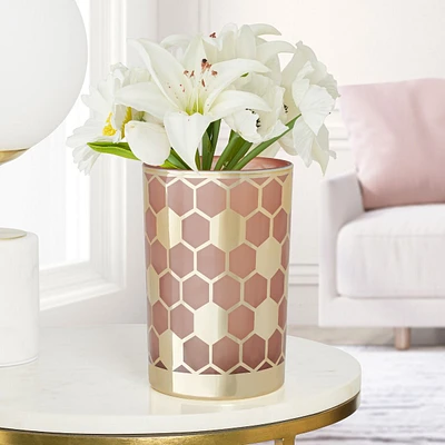 Honeycomb Gold Mirror Vase by Torre & Tagus