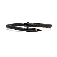 Luenzo Exotic Python Black Leather Nail Bracelet