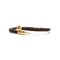 Luenzo Exotic Stingray Dark Brown Leather with Rose Gold Accent Bracelet