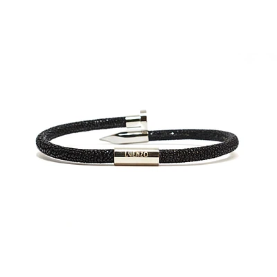 Luenzo Exoitc Stingray Black Leather Nail Bracelet