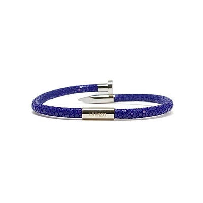 Luenzo Exotic Stingray Electric Blue Leather Nail Bracelet