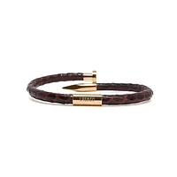 Luenzo Exotic Python Brown Leather with Rose Gold Nail Bracelet