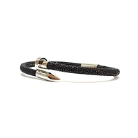 Luenzo Exoitc Stingray Black Leather Nail Bracelet