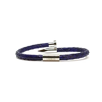 Luenzo Exotic Python Navy Leather with Silver Nail Bracelet