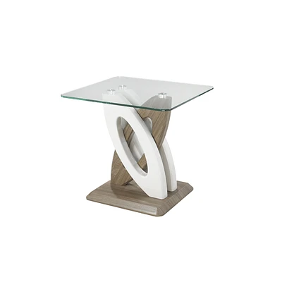 Table d'appoint « Toscane » - Blanc/noyer