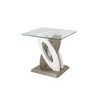 Table d'appoint « Toscane » - Blanc/noyer