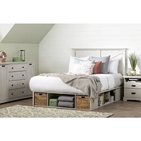 Avilla Queen Storage Platform Bed with Wicker Baskets Winter Oak by South Shore Furniture